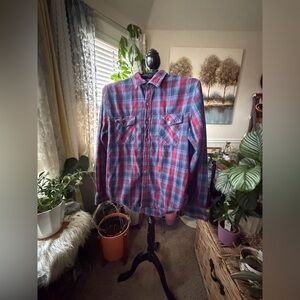Gently Used Arizona Jean Company Red and Blue Flannel Shirt
